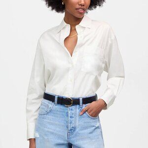 Madewell Oversized Cotton Poplin Button Up Shirt White Size S NWT